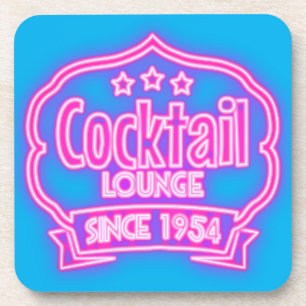 Cocktail Lounge Retro Vintages Neon Schild Bar Getränkeuntersetzer