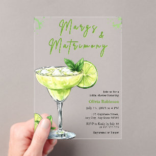Cocktail Margs & Matrimony Brautparty Acryleinladungen