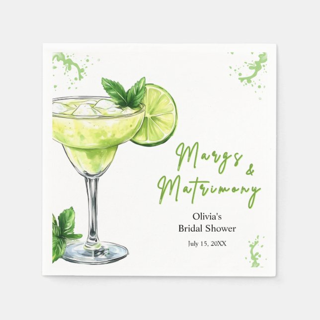 Cocktail Margs und Hochzeit Brautparty Serviette (Vorderseite)