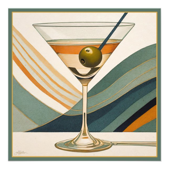 Cocktail Martini Design Mitte des Jahrhunderts Fotodruck (Vorne)