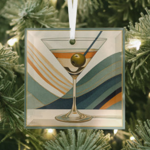 Cocktail Martini Design Mitte des Jahrhunderts Ornament Aus Glas