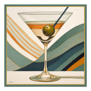 Cocktail Martini Mid-Century-Design Fotodruck