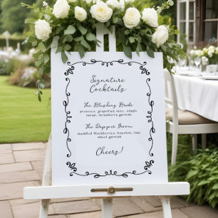 Cocktail-Menü für die süße handgeschriebene Hochze Poster