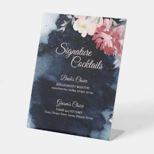 Cocktail-Menü "Starry Night Floral Wedding" Sockelschild