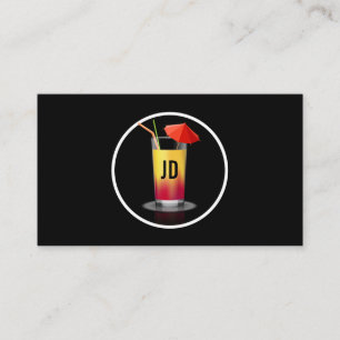 Cocktail mit Regenschirm und Stroh Visitenkarte