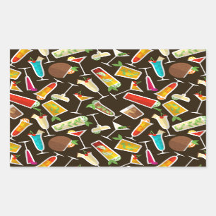 Cocktail-Muster und Longdrink, Cocktail-Bar Rechteckiger Aufkleber