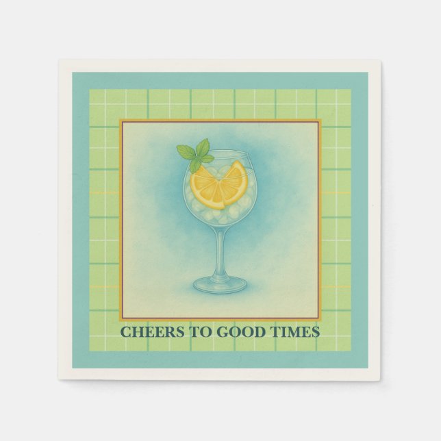 Cocktail Napkin | Gin & Lemon Summer Entertaining Serviette (Vorderseite)