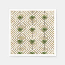 Cocktail Napkin Gold mit Palmen Bäumen