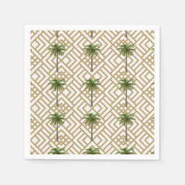 Cocktail Napkin Gold mit Palmen Bäumen Serviette