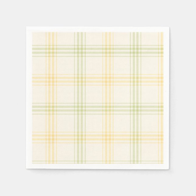Cocktail Napkin | Lime & Lemon Plaid | Gin & Tonic Serviette (Vorderseite)
