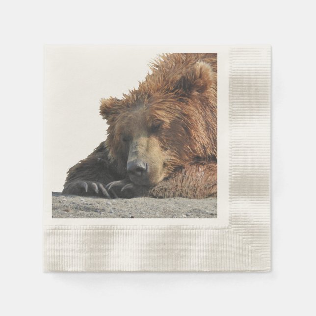 Cocktail Napkin mit Grizzlybär Serviette (Vorderseite)