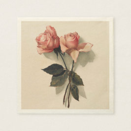 Cocktail Napkin Papier mit Vintag rosa Rosen Serviette