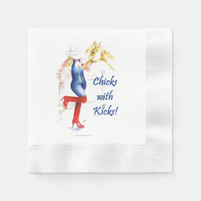Cocktail Napkin-Sassy Cowgirl - Chicks mit Kicks Serviette (Vorderseite)