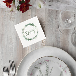 Cocktail Napkin with Botanical Wreath Design Serviette