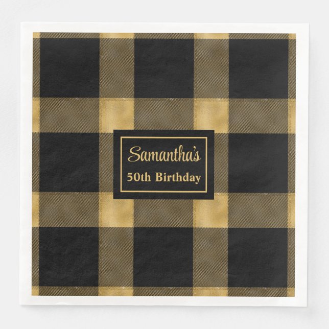 Cocktail Napkins Black Gold Moderne Feier Serviette (Vorderseite)
