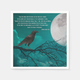 Cocktail Napkins der Raven in Grün mit Posengedich Serviette