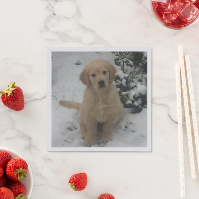 Cocktail Napkins - Golden Retriever Puppy Serviette (Beispiel)