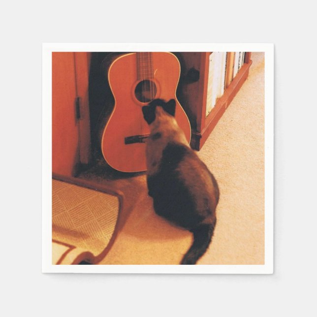 Cocktail Napkins mit einem siamesischen Cat-Foto Serviette (Vorderseite)