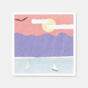 Cocktail Napkins mit einer Sunset Mountain Szene Serviette