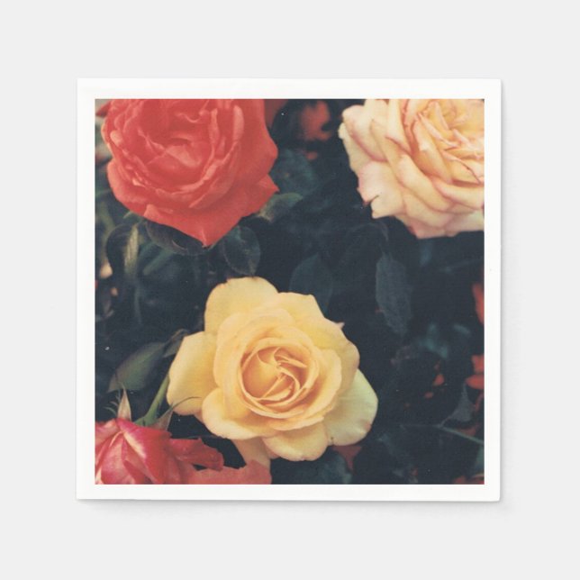 Cocktail Napkins mit Rose Serviette (Vorderseite)