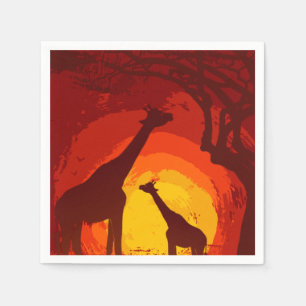 Cocktail Paper Napkin African Safari Giraffe Sun Serviette