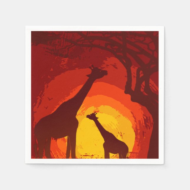 Cocktail Paper Napkin African Safari Giraffe Sun Serviette (Vorderseite)