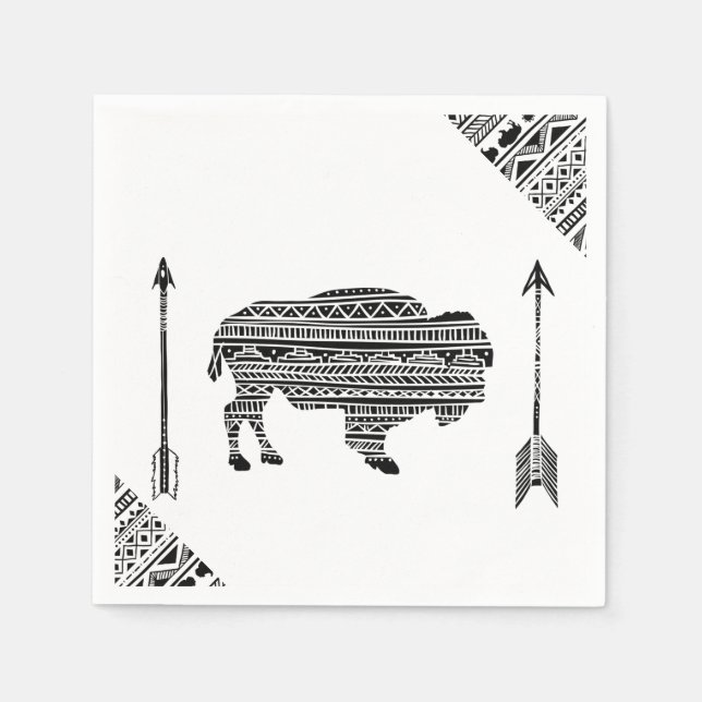 Cocktail Paper Napkin Boho Buffalo Tribal Muster Serviette (Vorderseite)