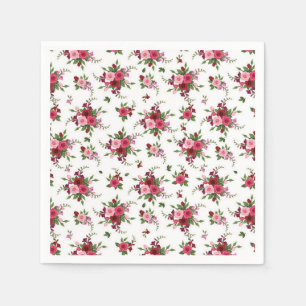 Cocktail Paper Napkins Pink & Rote Rosen Serviette