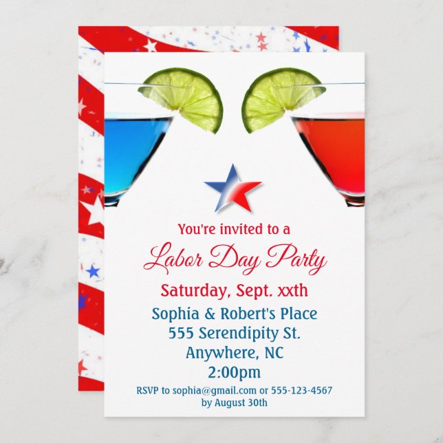 Cocktail-Party am Arbeitstag Einladung (Vorne/Hinten)