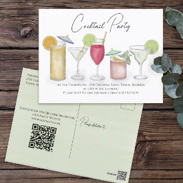 Cocktail Party Aquarell Drinks Einladung Postkarte