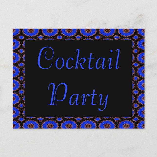 Cocktail Party Blue Blume Einladung (Vorderseite)