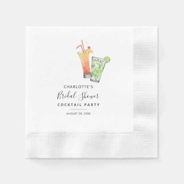 Cocktail Party Brautparty Skriptpapier Serviette (Vorderseite)