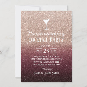 Cocktail Party Burgund Rose Gold Einladung