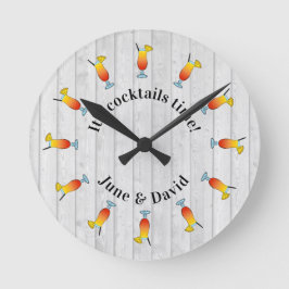 Cocktail Party Cocktail Time Quote Runde Wanduhr
