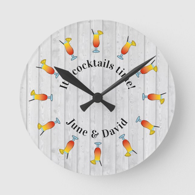 Cocktail Party Cocktail Time Quote Runde Wanduhr (Vorderseite)