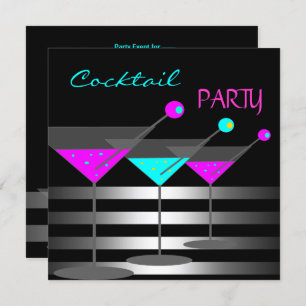 Cocktail Party Cocktails Drinks Martini Aquamarin  Einladung
