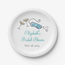 Cocktail-Party der 60er Jahre Hand-Illustriert Gir Pappteller