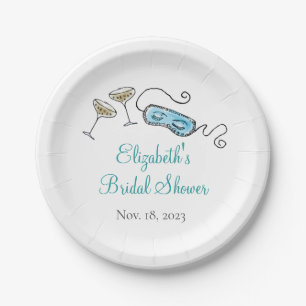 Cocktail-Party der 60er Jahre Hand-Illustriert Gir Pappteller