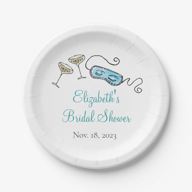 Cocktail-Party der 60er Jahre Hand-Illustriert Gir Pappteller (Vorderseite)