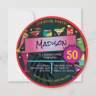 Cocktail Party Extravagant Drinks Wein 50. Geburts Einladung