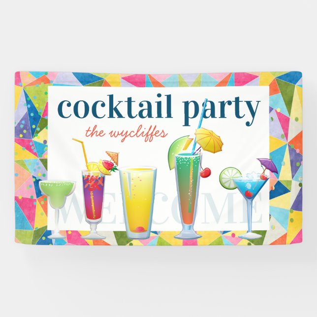 Cocktail Party Farbenfrohe Regenbogen Sommergeträn Banner (Horizontal)