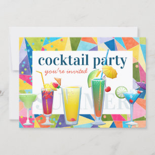 Cocktail Party Farbenfrohe Regenbogen Sommergeträn Einladung