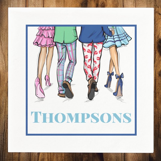 Cocktail Party Fashion Couples Lobster Preppy Name Serviette (Von Creator hochgeladen)