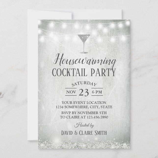 Cocktail-Party für Haustiere Rustikales Gipskraut Einladung (Vorderseite)