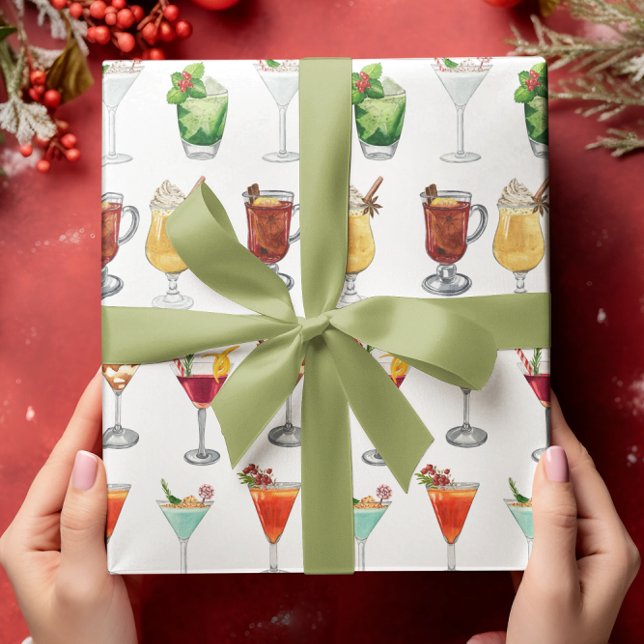 Cocktail Party Holiday Christmas Watercolor Geschenkpapier (Von Creator hochgeladen)