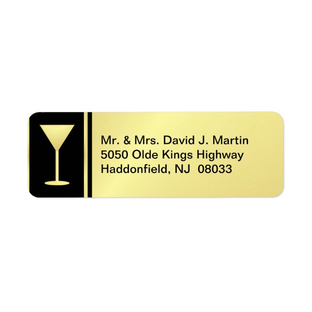 Cocktail Party Labels - Gold & Schwarz - Klein (Vorne)