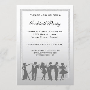 Cocktail-Party, Leute-Silhouette-Einladung Einladung