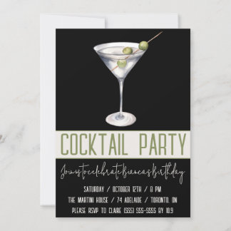 Cocktail Party, Martini, Getränke, Geburtstagspart Einladung