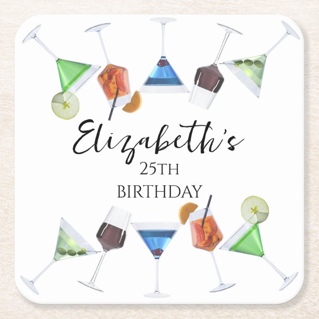 Cocktail-Party Rechteckiger Pappuntersetzer (Vorderseite)