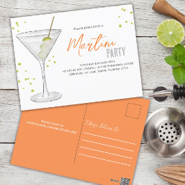 Cocktail Party Retro Typografie Martini Postkarte